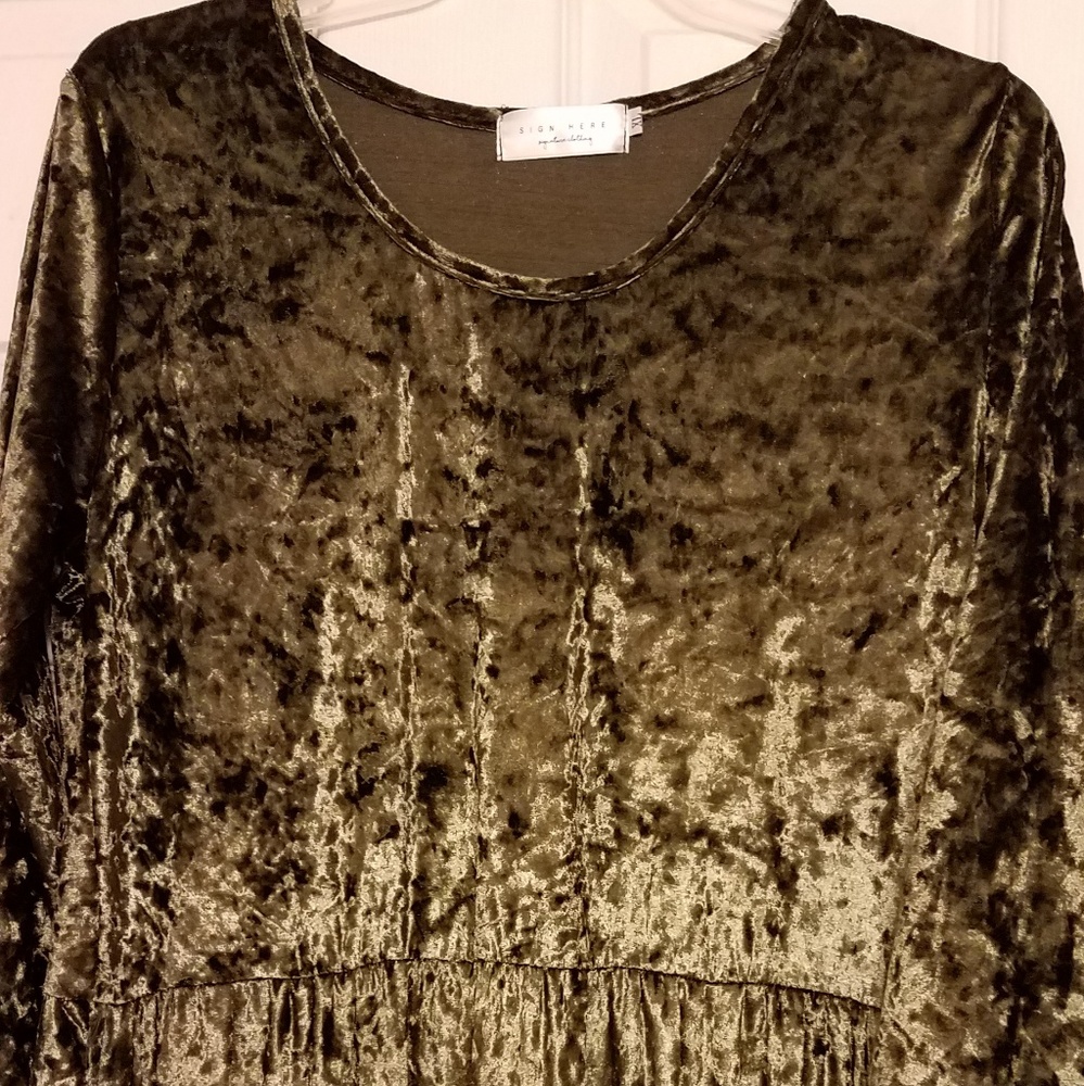 Olive/dark sage green velvet maxi dress